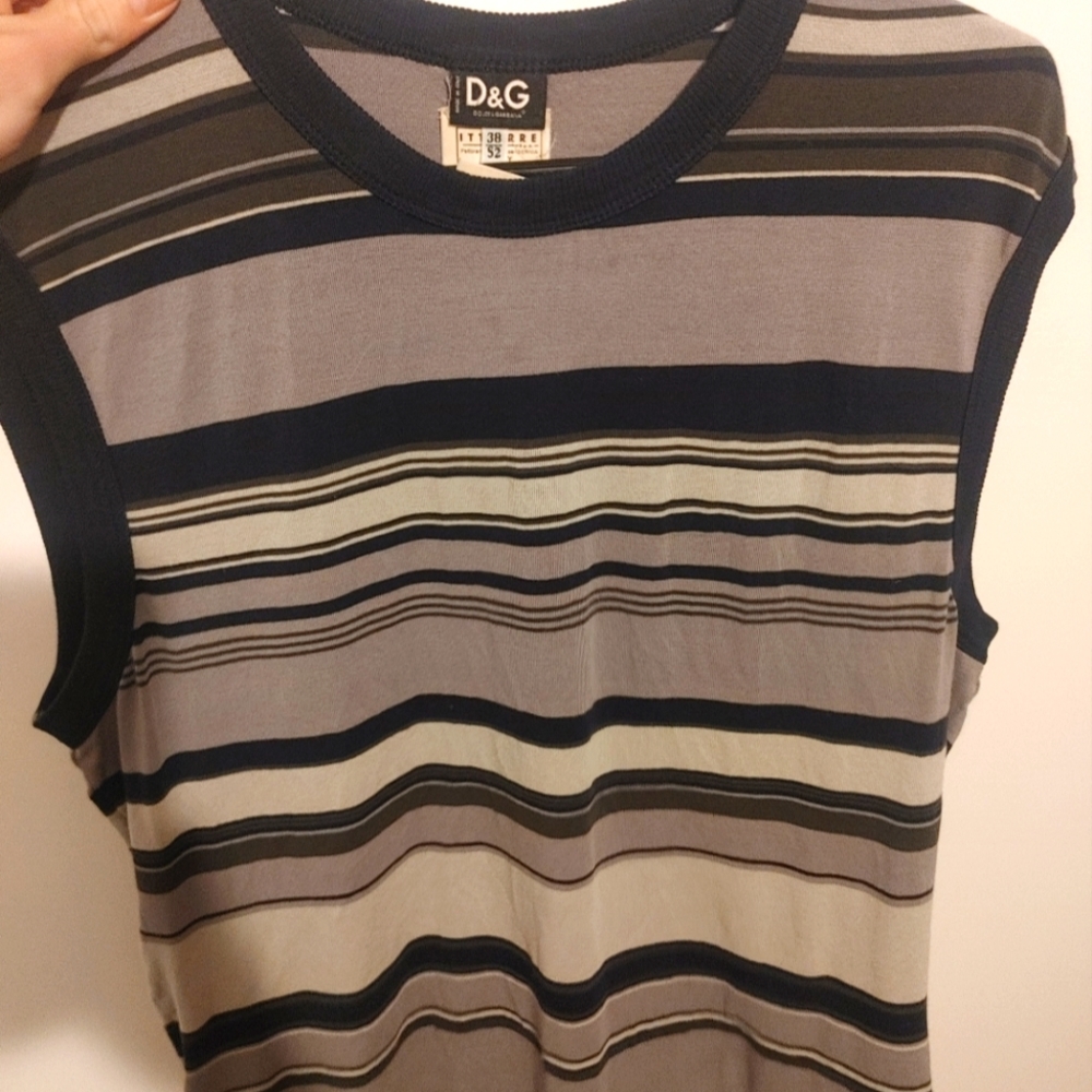 Dolce & Gabbana Navy & Gray Striped Men’s Sleeveless Tank